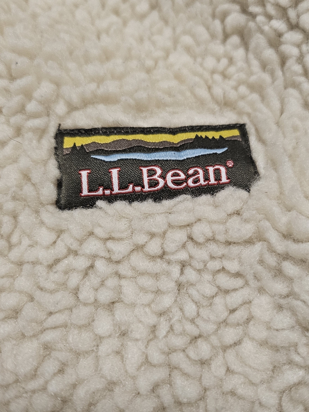 L.L. Bean Mountain Pile Cozy Fleece Cream Sherpa Zip Up Hooded Winter Coat - Picture 4 of 7